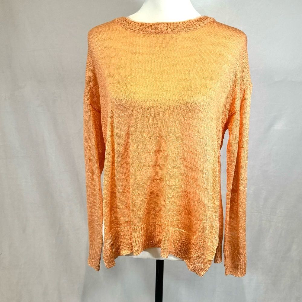 Gianni Bini orange lightweight knit sweater split back top size XS